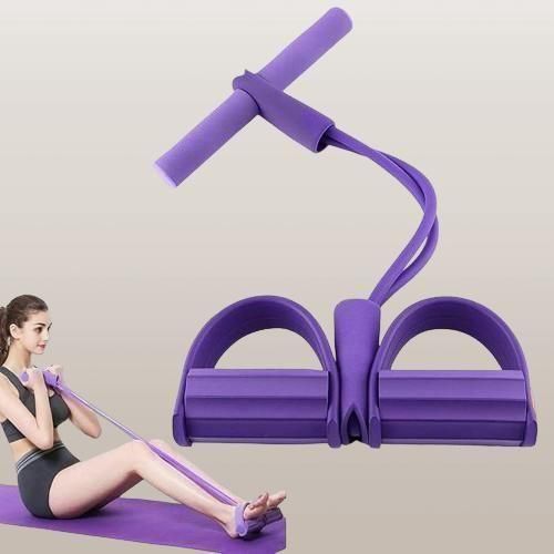 4-Tube Yoga Pedal Puller Resistance Band – Full Body Home Workout Equipment for Tummy Trimming & Strength Training 🧘♂️💪⚡