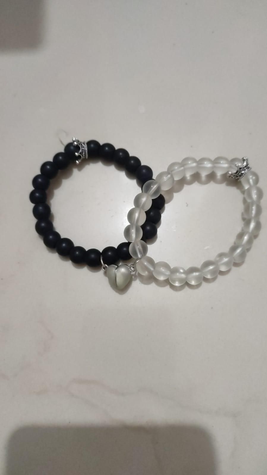 Glow in the Dark "Soulmate" Bracelets (Set of 2) – Matching BFF & Lover Bead Bracelets for Couples 🌙✨💖