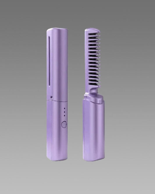 Meneflix Cordless Mini Hair Straightener Brush – Rechargeable Portable Hot Comb with 3D Heating for Instant Styling 💁‍♀️⚡✨