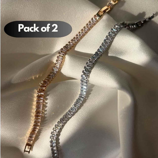 Emerald & Diamond "Glow" Tennis Bracelets (Pack of 2) – Sparkly Cubic Zirconia Statement Set 💎💚