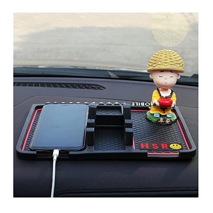 4-in-1 Anti-Slip Dashboard Car Mat – Universal Phone Holder with Built-in Temporary Parking Number Plate 🚗📱🔢