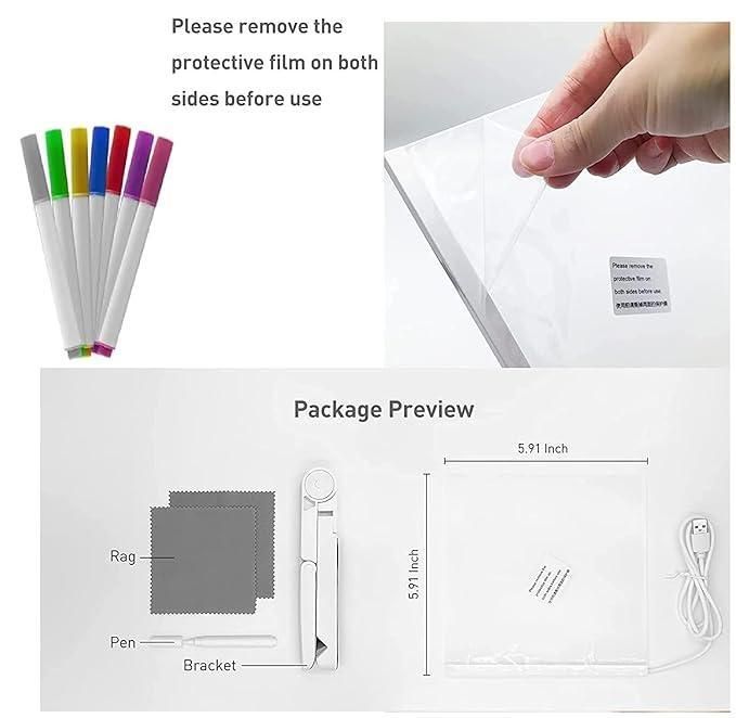 3D LED Glowing Acrylic Writing Pad – Transparent Message Board with 12 Magic Pens 💡✍️