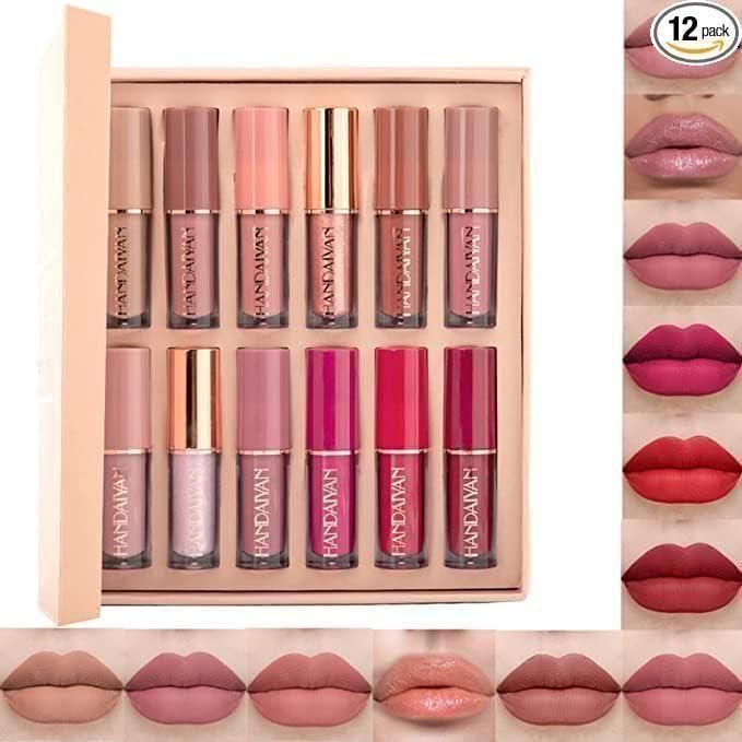 Luxury Velvet Matte Liquid Lipstick Set (Pack of 12) – Waterproof, Long-Lasting & Smudge-Proof Lip Colors 💄✨💋