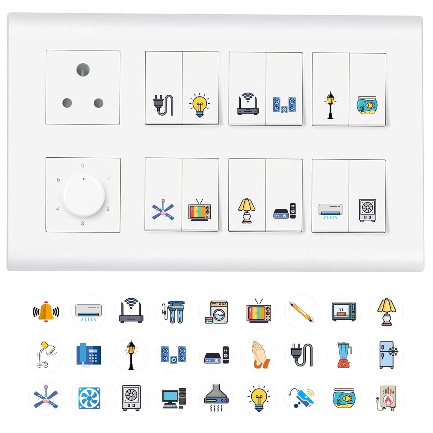 3D Premium Switch Board Stickers (Pack of 149) – Glow-in-the-Dark Icon Labels for Home Organization 💡🏷️