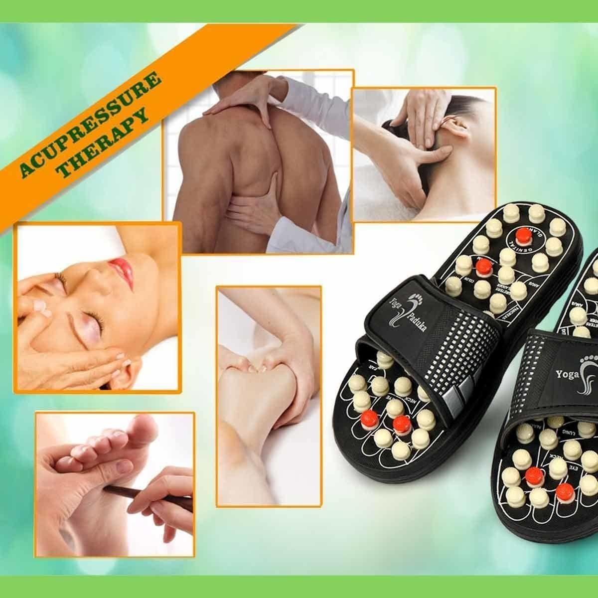 Acupressure & Magnetic Therapy Paduka Slippers – Reflexology Foot Massager for Pain Relief & Circulation 🦶✨