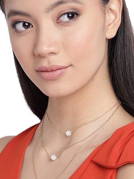 Luxury Gold-Plated Layered Pearl Necklace – Elegant Multi-Strand Statement Jewelry for Party & Western Wear 📿✨🌟