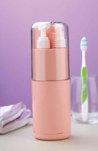 6-in-1 Portable Travel Toiletry Kit – Leak-Proof Dispenser & Grooming Set with Mirror ✈️🧴