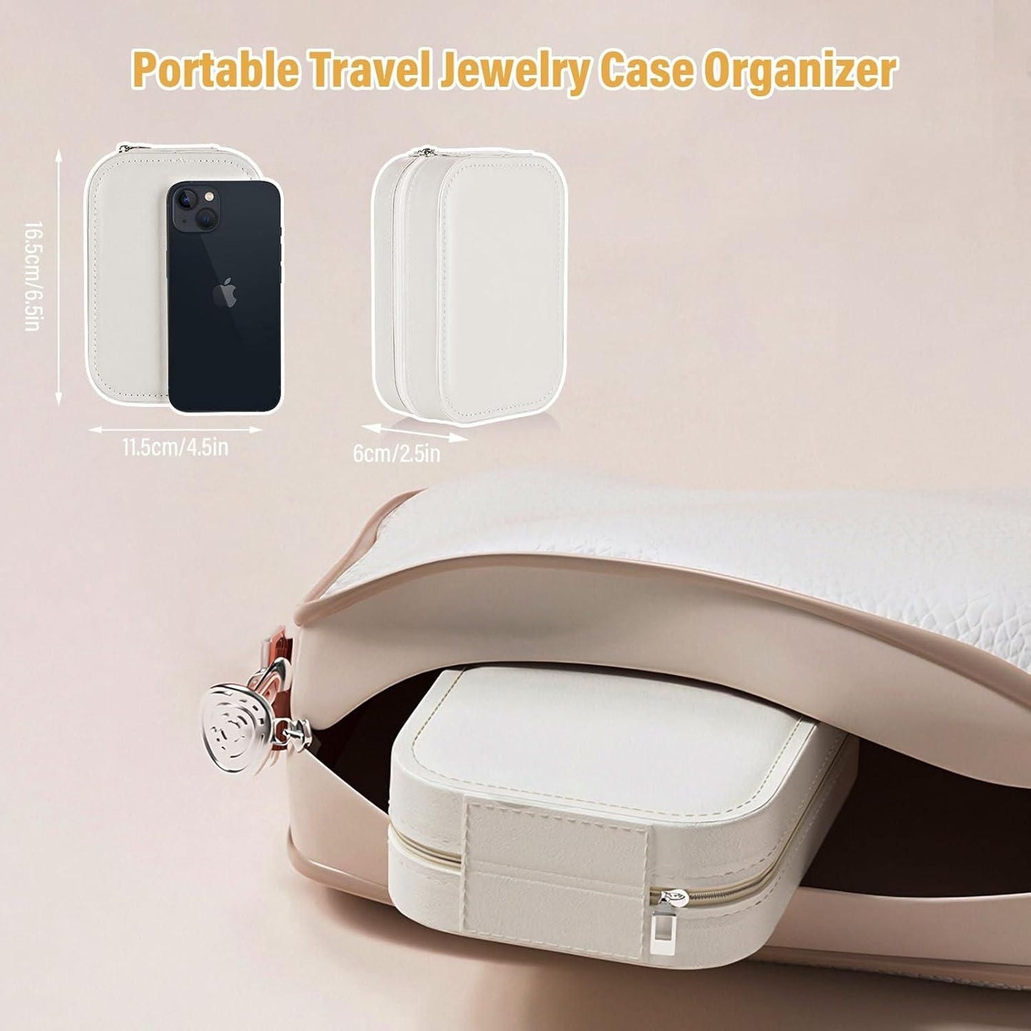 Premium Leather Jewelry Organizer with Built-in LED Mirror – Portable Travel Case for Rings, Earrings & Necklaces 💍✨💄