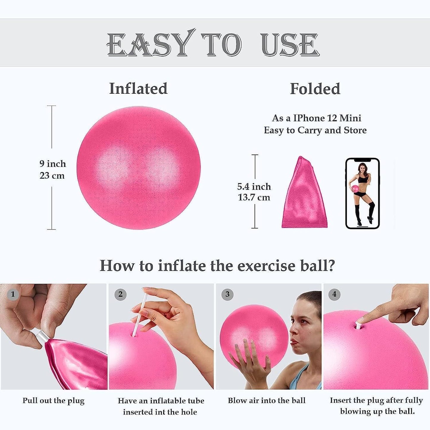 9-Inch Mini Yoga Ball – Anti-Burst Pilates Ball for Core Strength, Balance & Physical Therapy 🧘‍♀️🏐