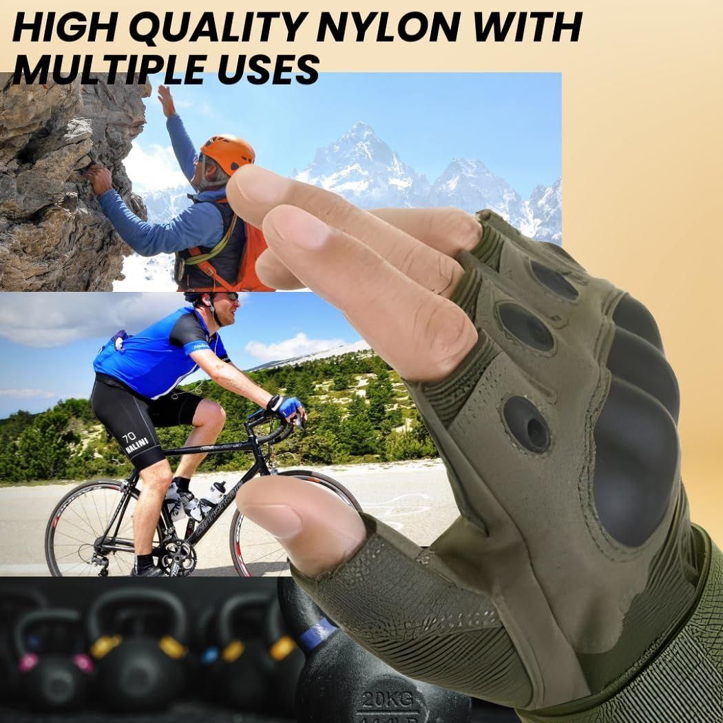 Tactical Half-Finger Motorcycle Gloves – Non-Slip Rubber Knuckle Protection for Biking & Outdoor Adventure 🏍️🧤