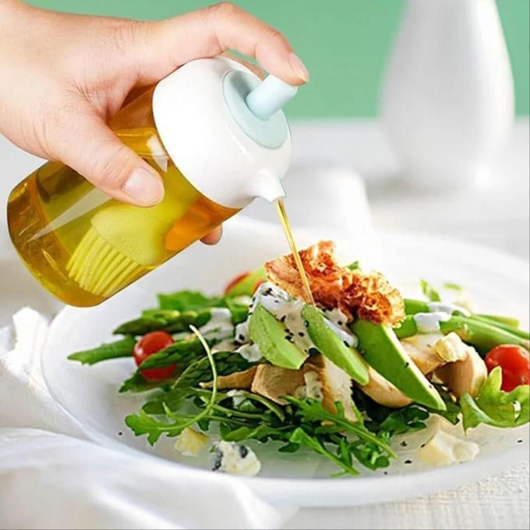 2-in-1 Silicone Oil Dispenser Bottle with Integrated Basting Brush – Precise Pourer for Healthy Cooking & Baking 🍳🖌️