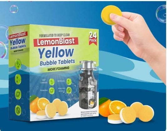 LemonBlast Deep Cleaning Bubble Tablets (24 Pcs) – Effervescent Grease & Grime Remover 🍋🧼