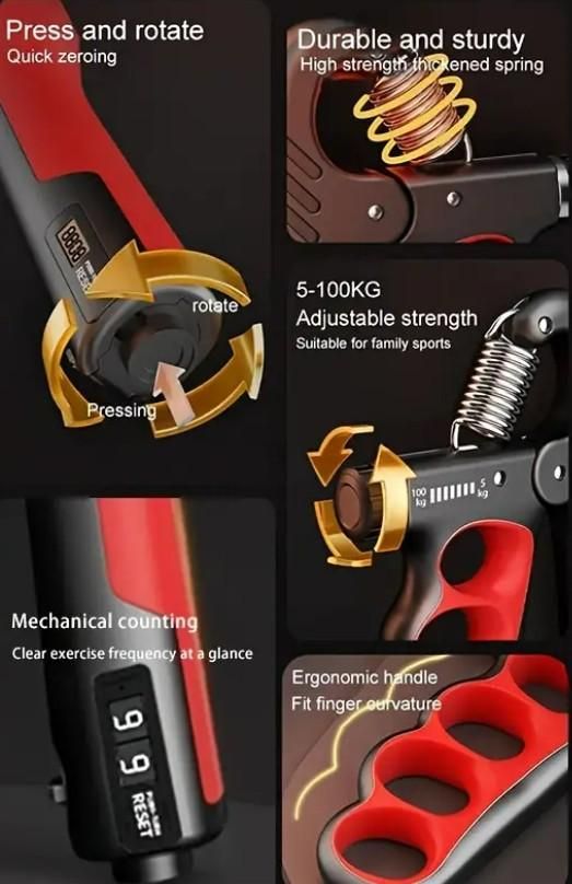 Adjustable Hand Grip Strengthener – 10kg to 60kg Heavy-Duty Finger & Forearm Exerciser 🦾💥