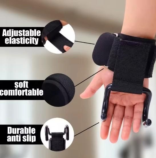 Pro-Grip Weight Lifting Hooks with Wrist Support (Pair) – Heavy-Duty Power Lifting Straps for Deadlifts & Pull-ups 🏋️‍♂️⛓️