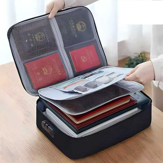 3-Layer Waterproof Document Organizer Bag – Portable Security File Box with Password Lock 📁🔐