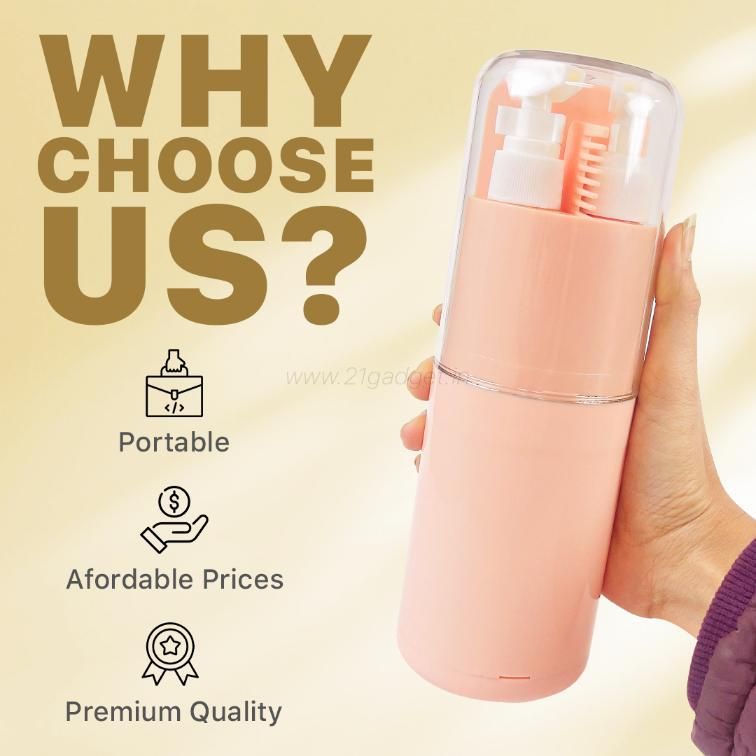 6-in-1 Portable Travel Toiletry Kit – Leak-Proof Dispenser & Grooming Set with Mirror ✈️🧴