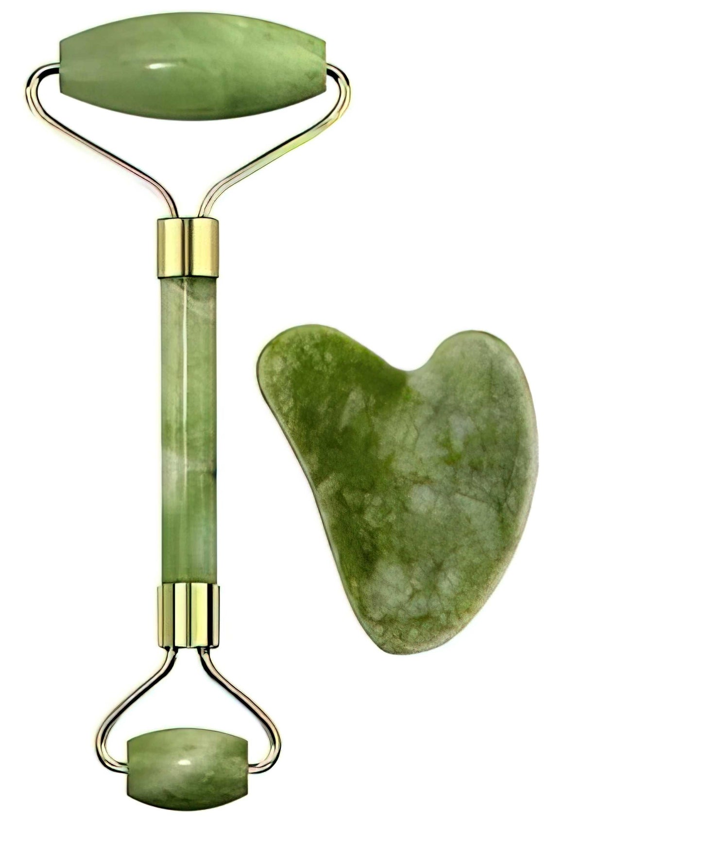 Natural Jade Stone Facial Roller & Massager – Dual-Ended Cooling Tool for Face, Eyes & Neck 💎✨🍃